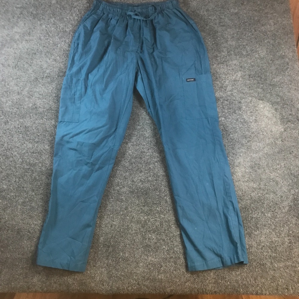 Dagacci Scrub Bottoms Womens L 28x30 Light Blue Excellent Cargo Elastic Medical